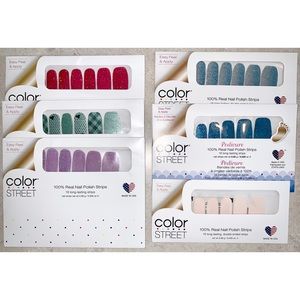 NEW/SEALED Lot of 6 Color Street 100% Real Nail Polish Strips, 16 per package!